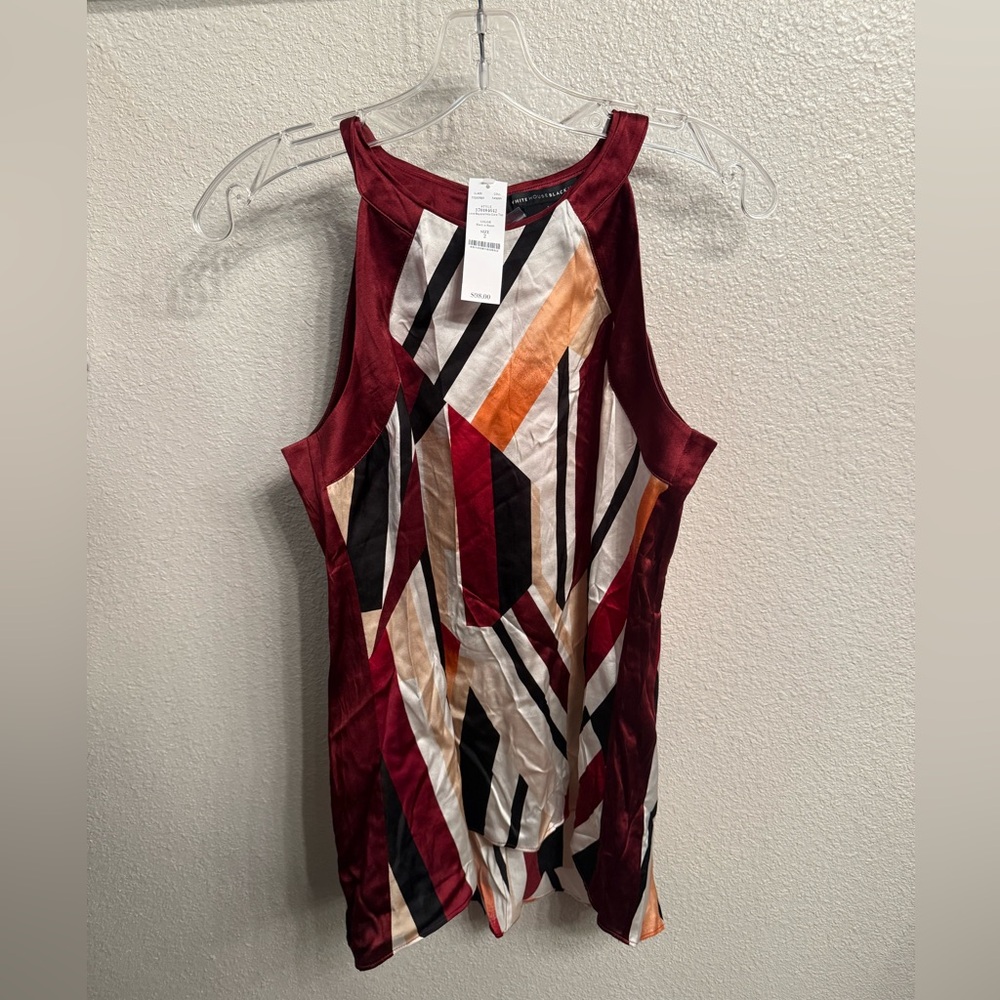 White House Black Market Red Sleeveless Silk Tank Top